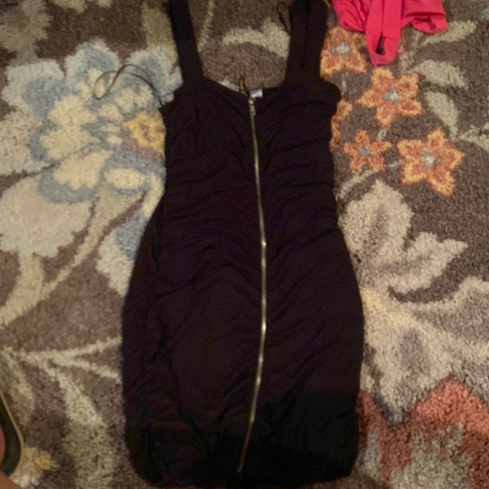 Black ruched mini dress